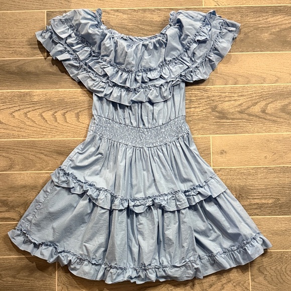 Blue Ruffled Mini Dress - Picture 1 of 2